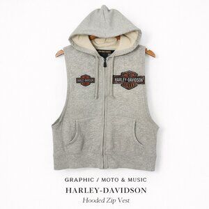 NWOT Harley-Davidson Women’s Hooded Zip Vest Gray Logo Studded Moto Medium